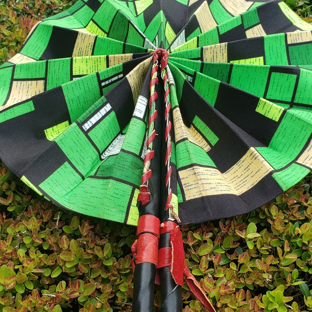 Stylish Green and Black Ghana Hand Fan